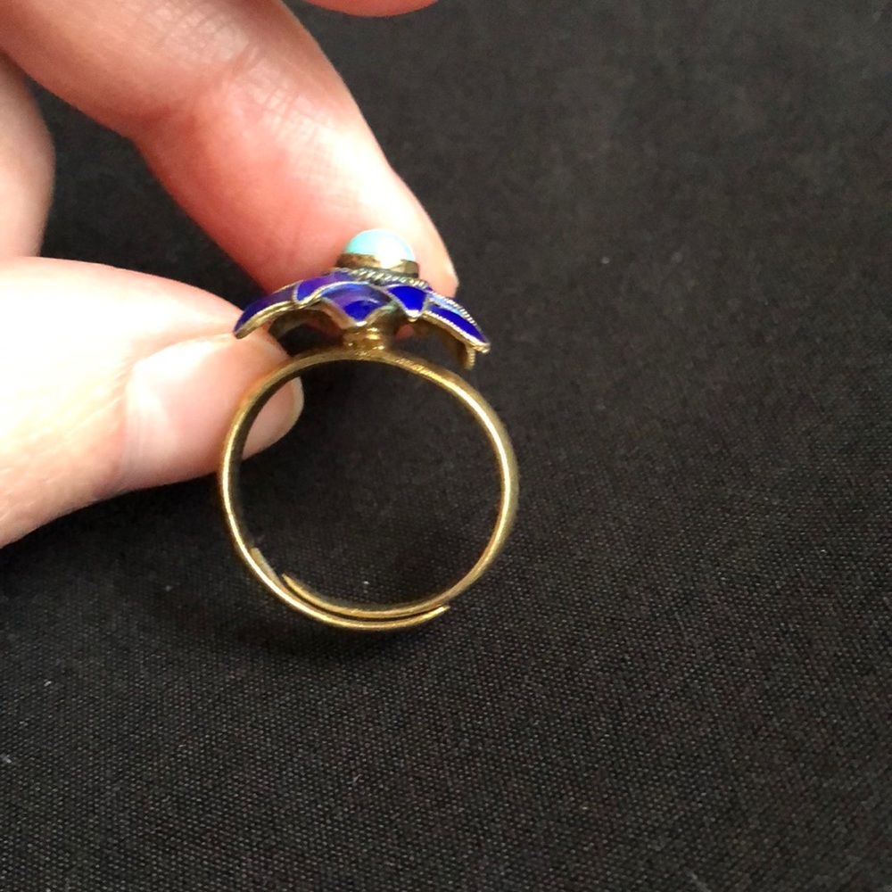 Blue Floral Cloisonne Ring - Picture 7 of 16